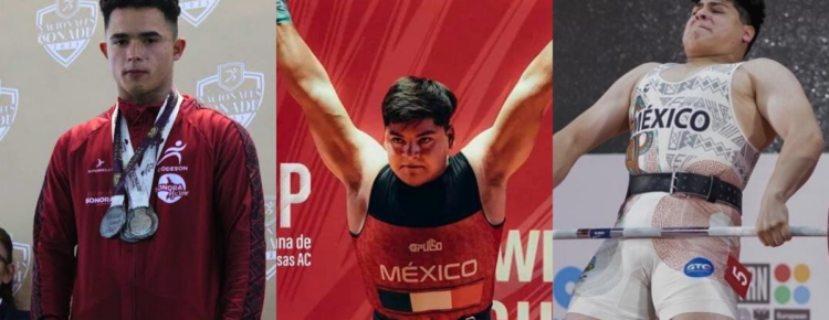 Ihann Barreras, Christian Grijalva y Derek Acosta levantamiento de pesas